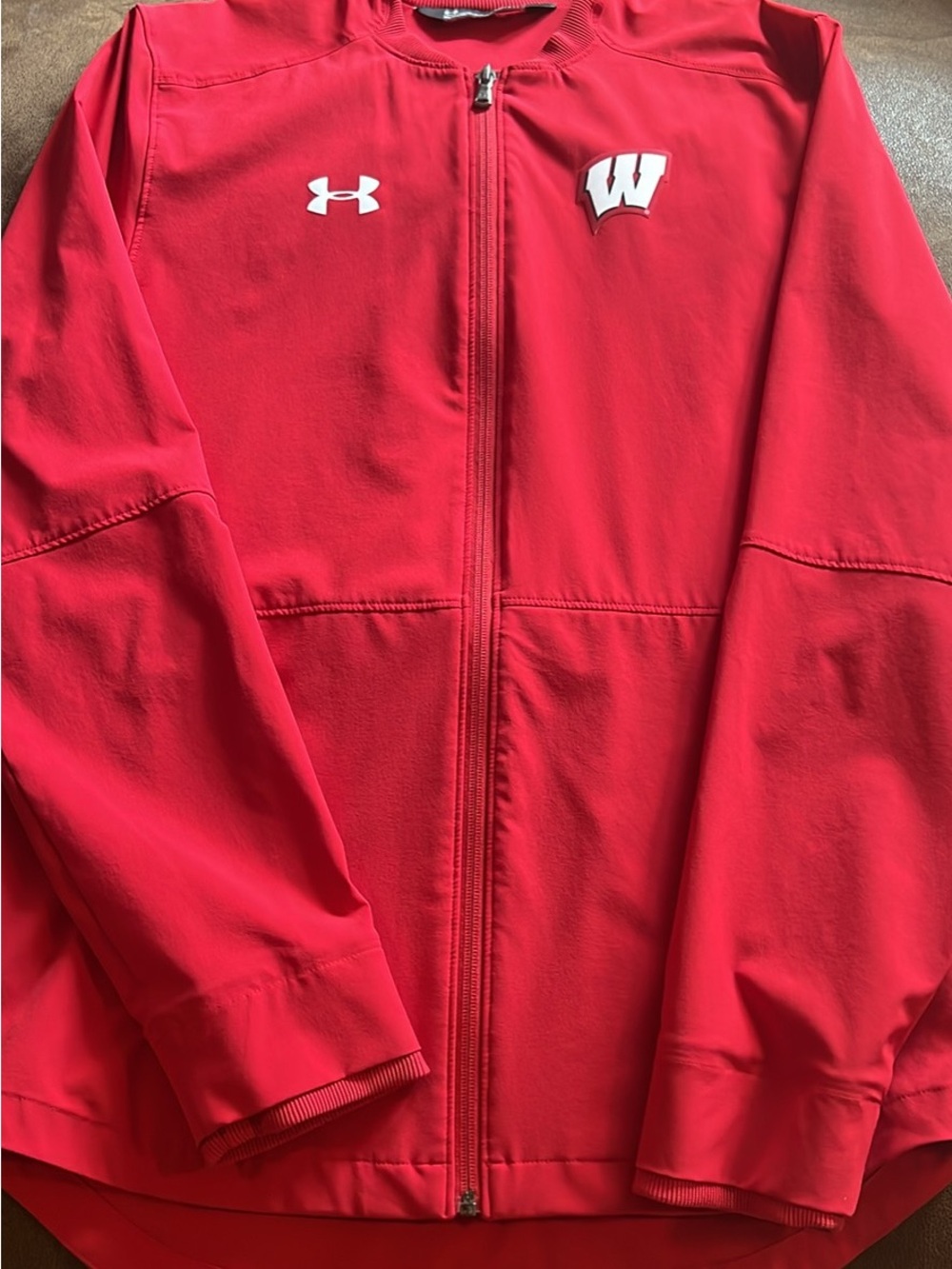 Under Armour Red Full-Zip Lightweight Jacket with Wisconsin Logo